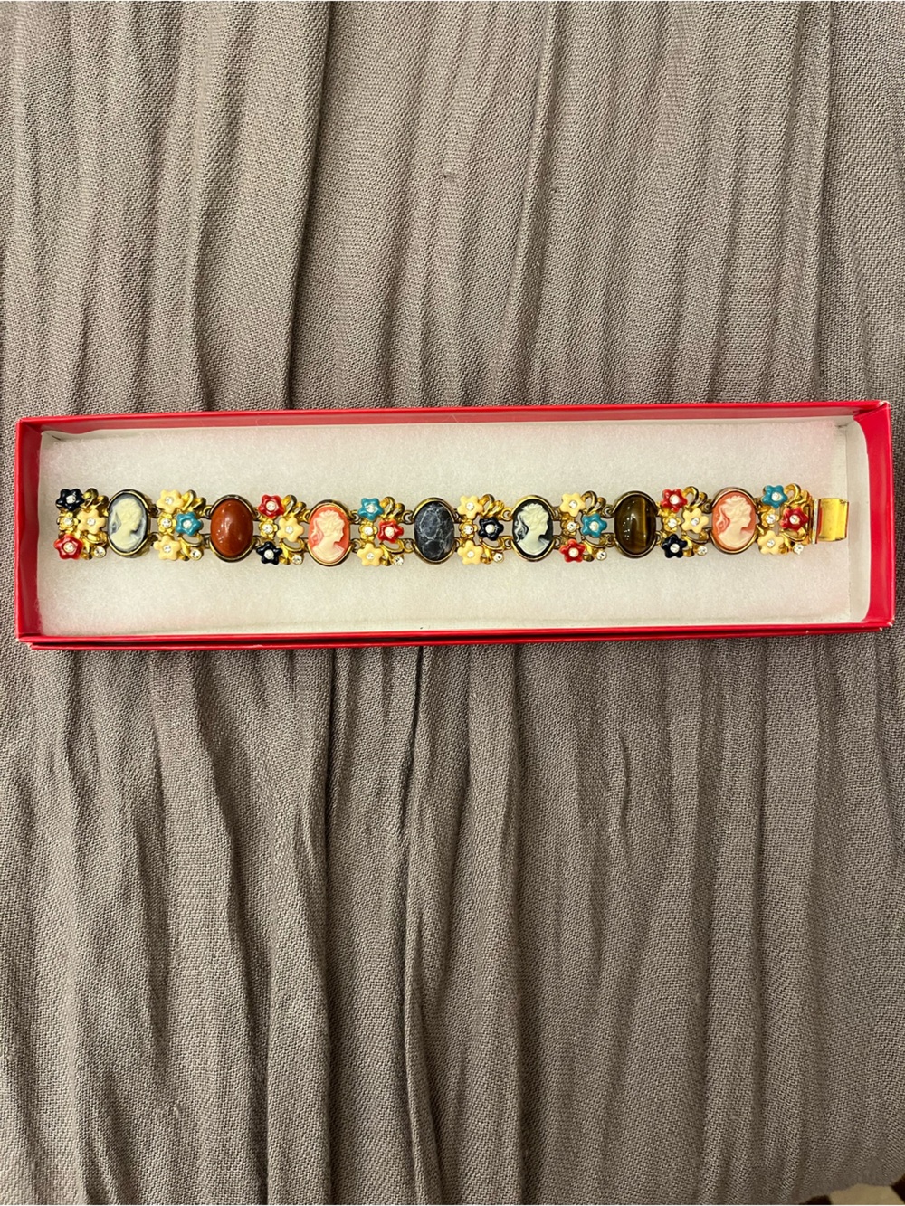 Jacqueline Kennedy Collection- Multi-Color Cameo and Floral Bracelet
